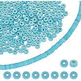 HOBBIESAY 537Pcs Turquoise Spacer Stone Flat Round Gemstone Beads 4x2mm Natural Blue Turquoise Spacer Beads Heishi Disc Stone Bead for Bracelets Jewelry Making Hole:1mm
