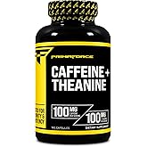 Primaforce Caffeine with L-Theanine, 100mg of Each, 180 Capsules, 180 Servings - Non-GMO, Soy Free, and Gluten Free