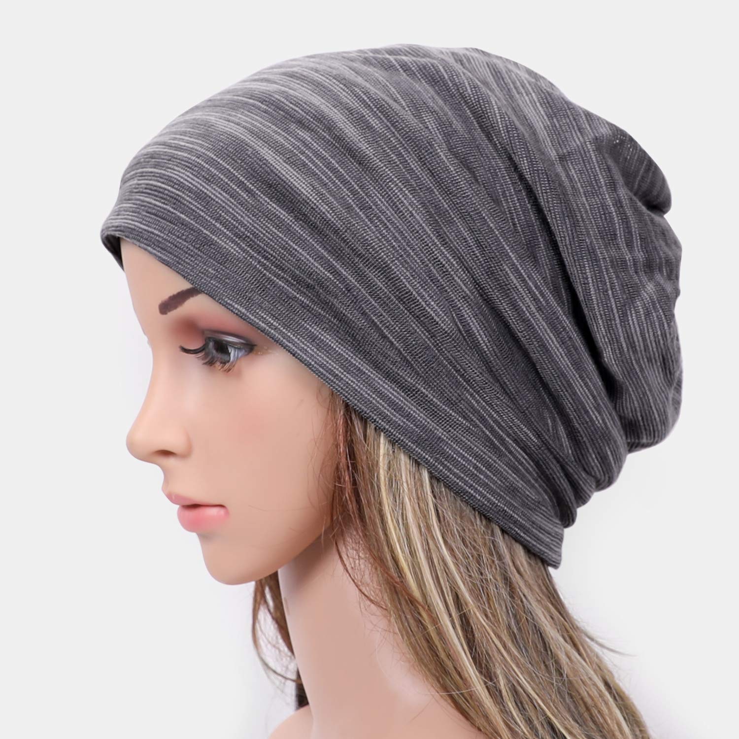 EtsyEase Soft Cotton Beanie Hat Sleep Cap - Fashion Slouchy Knit Beanie Cap for Men and Women (Grey)