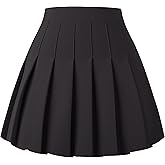 Girstunm Women's Pleated Skirt Mini Skater Basic Skirts High Waist School Girls Uniform Short Cheerleader Skirt