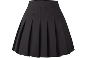 Girstunm Women's Pleated Skirt Mini Skater Basic Skirts High Waist School Girls Uniform Short Cheerleader Skirt