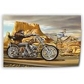 David Mann Painting Motorcycle Ride Wall Art Decor Canvas Print for Living Room, Office, Bedroom - Aesthetic Poster 36x24inch(90x60cm) Unframe-style
