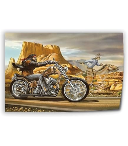 Amazon.com: David Mann Motorcycle Poster Canvas Print Painting