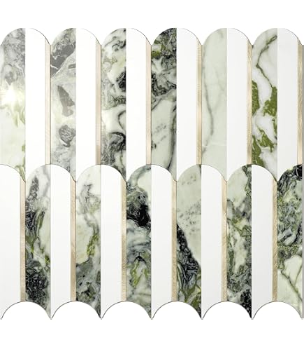 Alwayspon 10 Sheets Sage Green 3D Vinyl Backsplash Tiles – Peel & Stick Self-Adhesive Subway Stickers, Waterproof & Oilproof, 11.4" X 9" Each