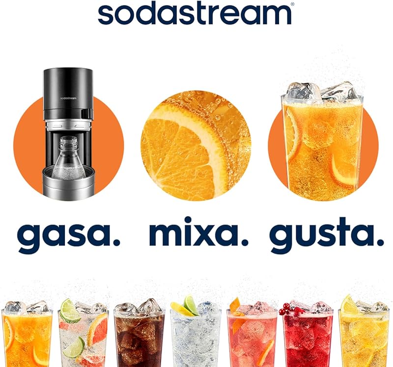 Duo – Gasatore per realizzare acqua frizzante e bevande, nero