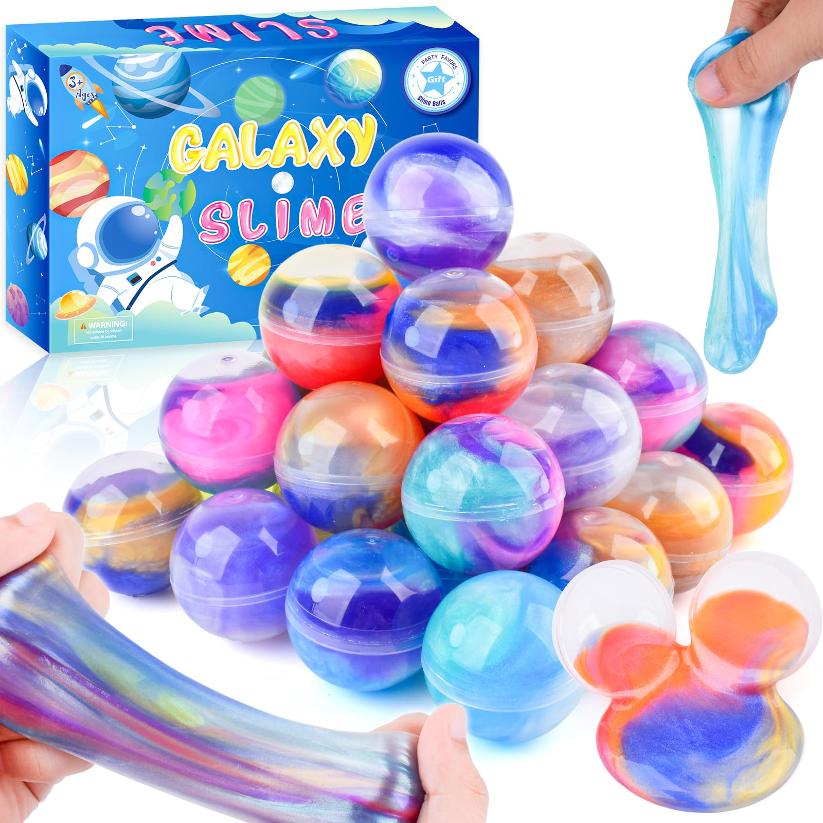 24 Pack Galaxy Slime Ball, Slime Party Favor for Kids, Stretchy, Non-Sticky, Mess-Free, Super Soft Sludge Toy, Birthday Gifts for Boys & Girls, Classroom Rewards, Goodie Bag Stuffers — image 1
