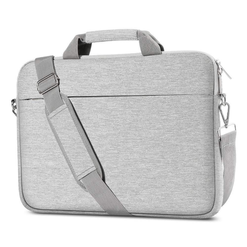 AtailorBird 14 Inch Laptop Bag, Protective Computer Case with Shoulder Strap and Luggage Belt, Laptop Case for Netbook, Ultrabook, Laptop – Light Grey