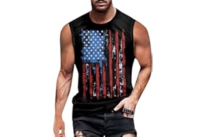 MAINFINI Men's 4th of July Tank Top 1776 Pattern Sleeveless Muscle Shirt American Gym Tanks