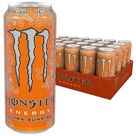 Monster Energy Ultra Sunrise mit erfrischendem, süßem Geschmack - Zero Zucker & Zero Kalorien, Energy Drink Palette, EINWEG D