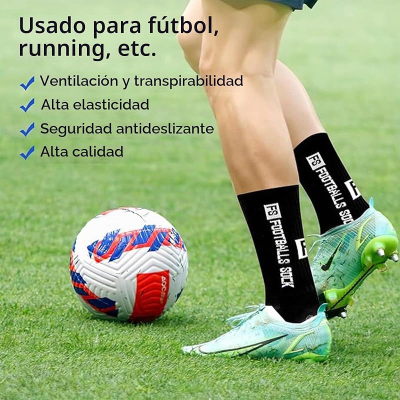 Muitos 2 pares de meias de futebol antiderrapantes para mulheres, crianças e adolescentes - Meias desportivas antiderrapantes para basquetebol, corrida, ciclismo, ténis, branca, 39-46 — foto 6 de 8