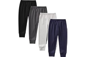 JARMAKO Toddler Boys Cotton Pants, 4-Pack Sweatpants Joggers for 2-6 Years