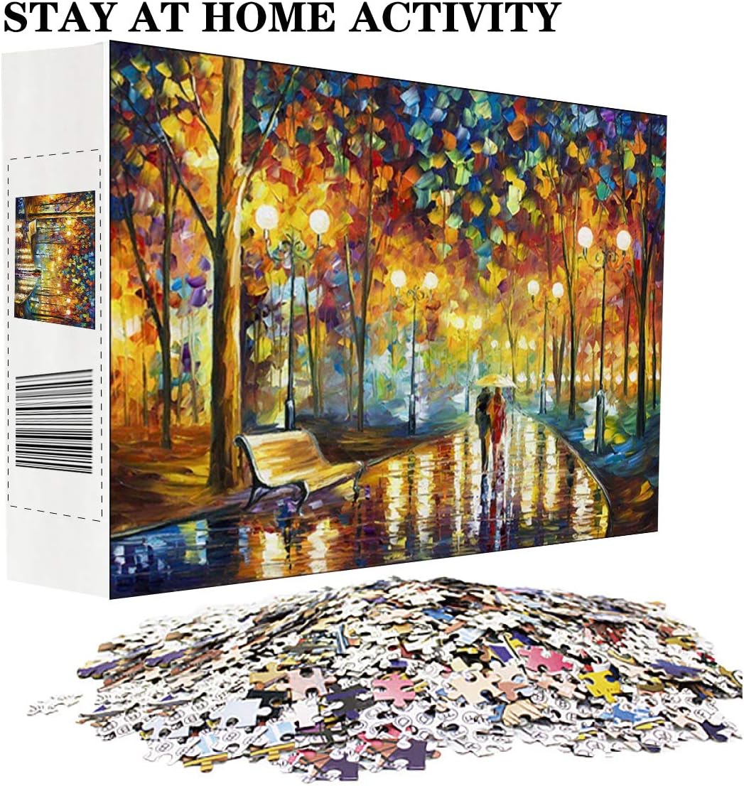 Happy Storm Jigsaw Puzzles 1000 Pieces for Adults Stay at Home Activity Rainy Night Walk Large Puzzle Family Game Artwork for Kids Teens