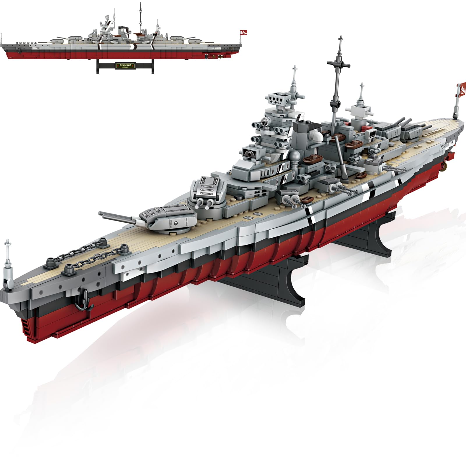 Photo 1 of NUTCRACKER Bismarck Battleship Building Block Set, 29 Inch German WWII Classic Warship Building Toys (2081 Pcs), MOC Military Theme Boat Model Kit for Adult & Teen 14+, Gift for Military Fan