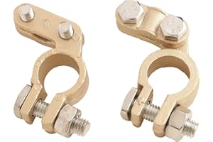 2 Pcs Pure Copper Battery Terminals with Bolts, Positive Negative Car Battery Pole Clamps for 12V 24V Systems, High Conductiv