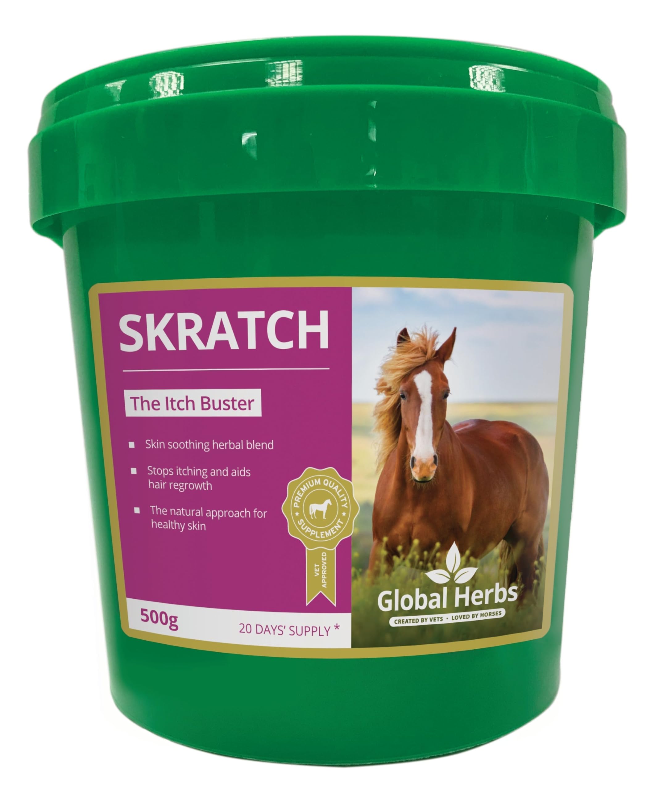 Global Herbs Skratch Equine Seasonal Itch & Skin Comfort Support Powder 500g