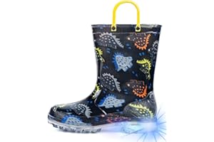 HugRain Light Up Rain Boots for Little Kids