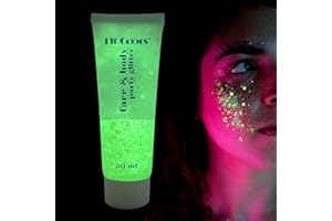 KIMIEYE Glow in The Dark Body Glitter Gel, Holographic Chunky Glitter Makeup for Body, Hair, Face, Nail, Super Long Lasting Waterproof Luminous Face Glitter Gel for Carnival Party（#8 Luminous Glitter,1PC）