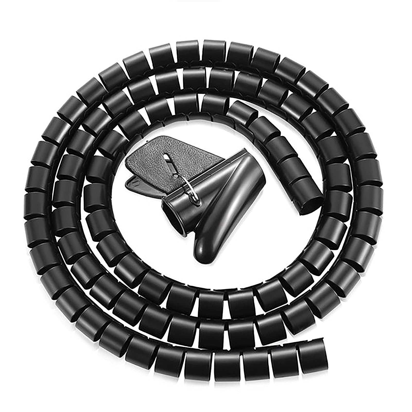 5M Spiral Wrap Cable Tube Cutable Flexible Cable Tidy Tube Cord Protector Cable Organizer for TV PC Wire Manage and Organize (20mm, Black)