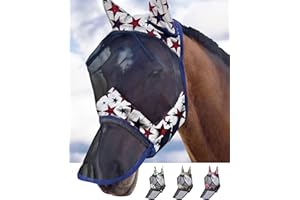 Harrison Howard LumiVista Horse Fly Mask Long Nose with Ears UV Protection for Horse Dream Star M Cob