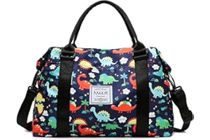 NWLR Travel Duffle Bag Weekender Overnight Bag Gym Tote with Dry and Wet Separated Pocket for Women Girls Shoulder Workout Duffel Bag Water Resistant (cute dinosaurs)
