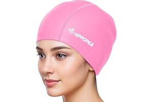 HIPPOPEA Water Resistant Fabric Swim Cap with PU Coating Layer - Elastic Cloth Swimming Cap, Breathable, Lightweight & Comfortable for Women Men Boy Girl