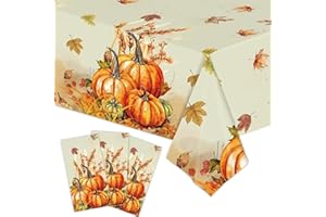 EVYIENEN 3 Pcs Thanksgiving Tablecloth,Disposable Plastic Tablecloth 54" x 108" Thanksgiving Decorations, Autumn Maple Leaf Party Table Cover, Fall Harvest Party Decor for Outside,Picnic,Home,Supplies