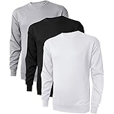 Little Beauty 3 Pack Crewneck Sweatshirts Long Sleeve Pullover Sweatshirts for Men Lightweight Casual Top S-3XL
