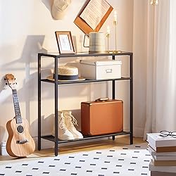 HOOBRO 29.5" Narrow Console Table, 3-Tier Tempered