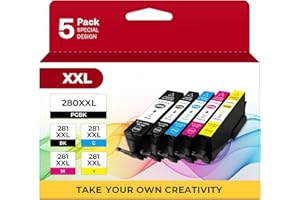 MIOLAINZ PGI-280 XXL/CLI-281 XXL Ink Cartridge 5 Color Value Pack Replacement for Canon 280 281 Ink Cartridges Compatible with Printer TR8520 TR8620 TR7520 TR8600 TS6120 TS6220 TS9120
