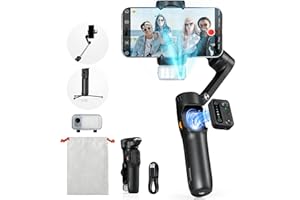 hohem iSteady V3 Gimbal Stabilizer for iPhone, 3-Axis Phone Gimbal, Magnetic AI Tracker, Built-in Extendable Rod & Tripod, Detachable Remote Control, Stabilizer for Travel, Vlog, TikTok, Black