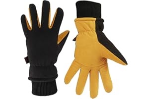 OZERO Winter Gloves -30°F Cold Proof Deerskin Suede Leather Insulated Water-resistant Windproof Thermal Glove for Driving Hiking Snow Work in Cold Weather - Warm Gifts for Men and Women
