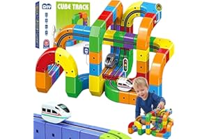Electric Train Set Flexible Race Track,Electric Train Set,Magic Rail Cube Trains Toy Set, with Gravity-Defying Motorized Trai