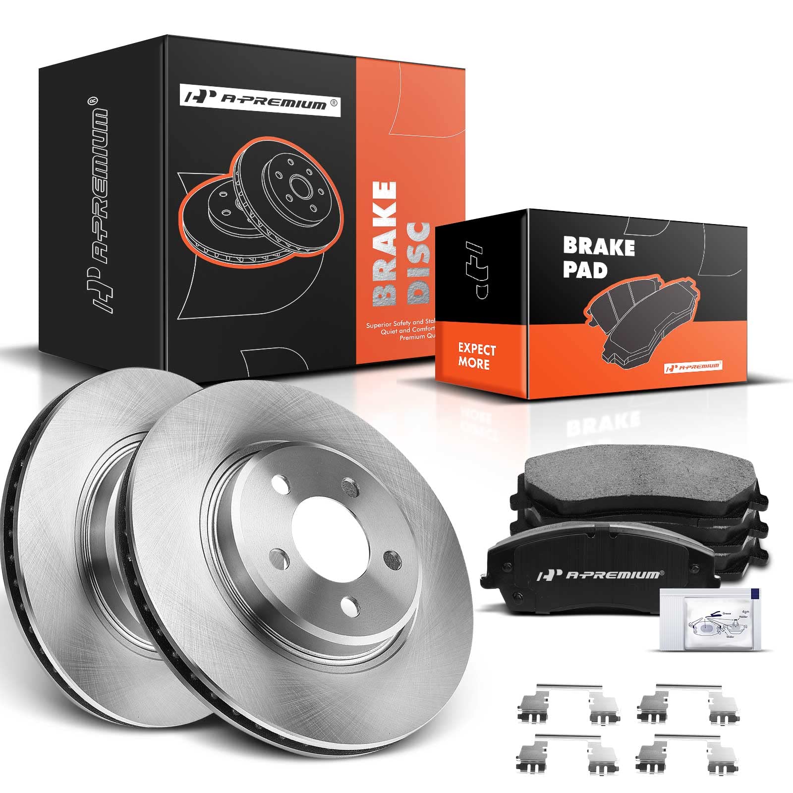 Photo 1 of A-Premium 12.6 in (320 mm) Front Vented Disc Brake Rotors + Ceramic Pads Kit Compatible with Select Chrysler and Dodge Models - 300, Challenger, Charger, Magnum, 6-PC Set