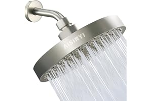 AISINYI High Pressure Rainfall Shower Head, 6 Inches Luxury Showerhead with Perfect Adjustable Replacement, Removable Restrictor, Easy Installation for Your Bathroom Shower Heads (Brushed Nickel)