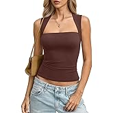EasyGala Womens Double Lined Square Neck Tank Tops Basic Slim Fit Sleeveless Shirts Y2K Summer Going Out Outfits 2026
