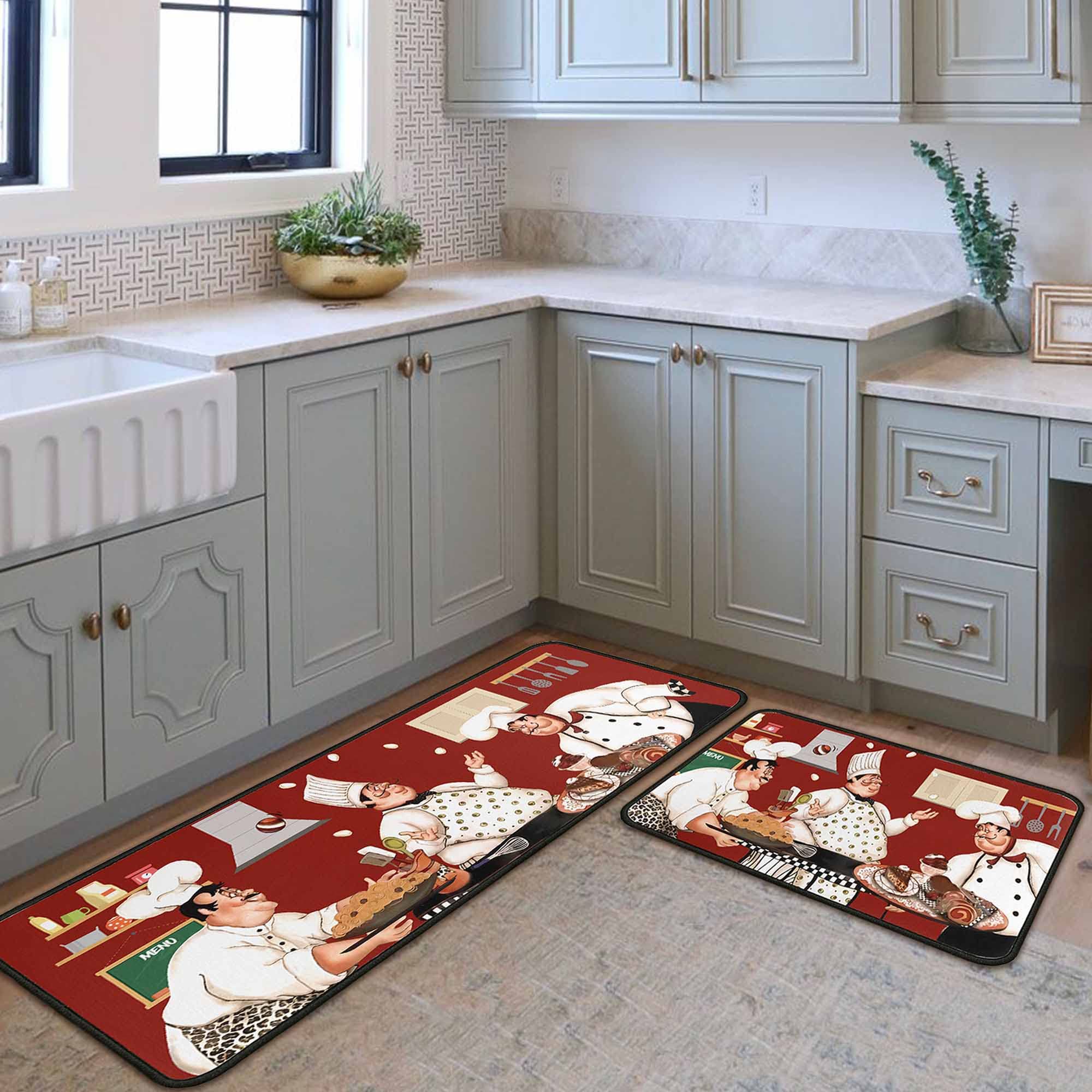 Photo 1 of Chef Kitchen Rugs and Mats Non-Slip, Washable, Stain and Fade Resistant, Suitable for Anti Fatigue Kitchen Mat Set of 2 Chef Kitchen Decor 17"x47"+17"x30"