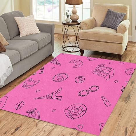 Amazon Com Semtomn Area Rug 5 X 7 Cute Girl Pink Romantic