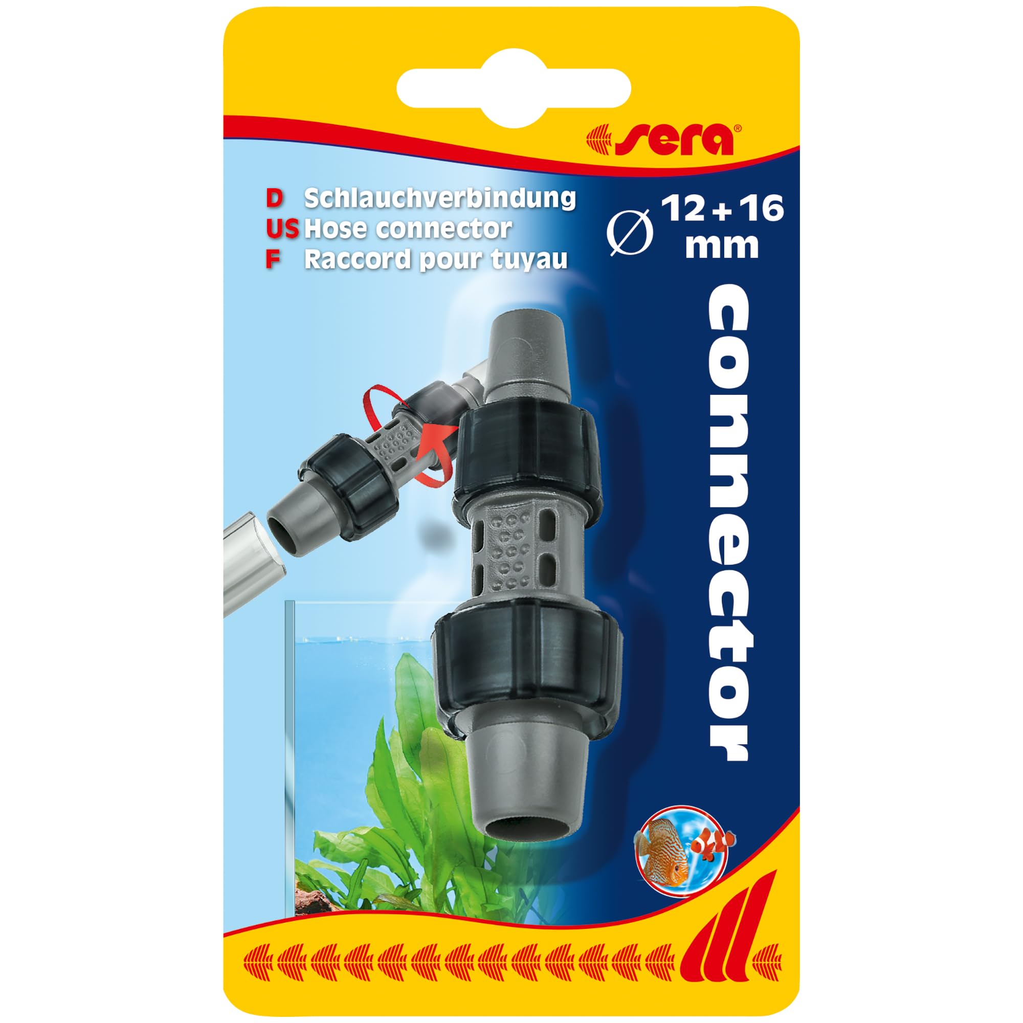 sera Hose connection for diameter 12 and 16 mm, connector for aquarium and pond technology, suitable for standard filters and pumps, flexible and robust coupling for water hoses