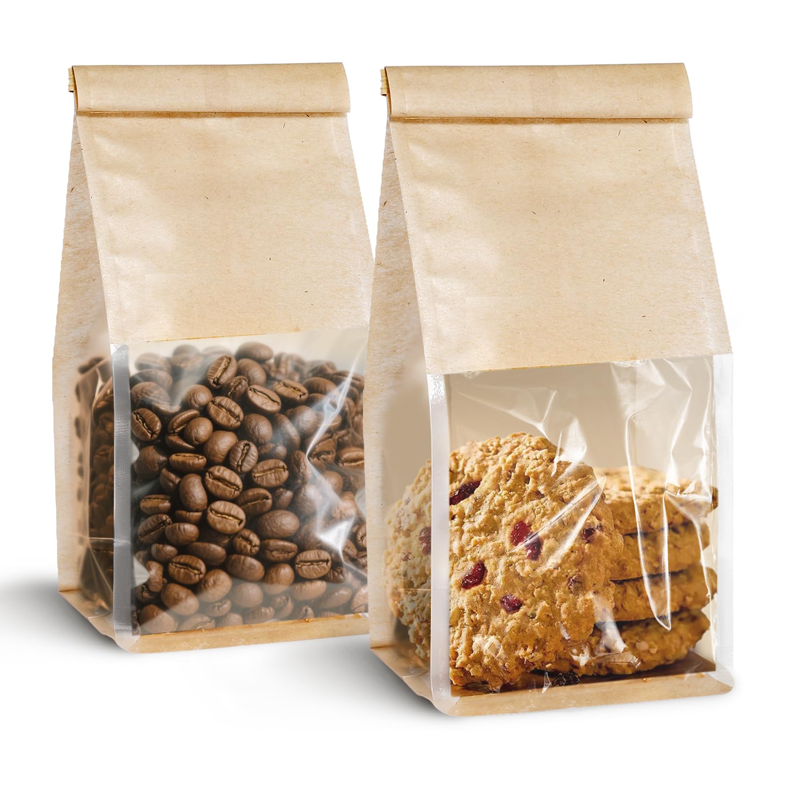 Photo 1 of 100 Pack Bread Bags for Homemade Breads?Small Bakery Bags with Window?Cookie Bags with Tin Tie?Bagel Bag?Coffee bag?Sourdough Bread Bags Foods Packaging Storage