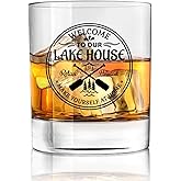 URLLUAE Lake House Whiskey Glasses 10 oz, Lake House Decor and Gifts, Welcome Home Gifts Old Fashioned Rocks Glasses Cup for Women Men Drinking Cocktail Scotch Bourbon Liquor