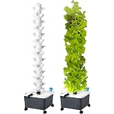 TIRUSS Vertical Hydroponics Growing System,Aeroponic Grow Tower for Herbs, Fruits and Vegetables 14 Layer 70 Plants Sites with Movable Water Tank Hydrating Pump, Timer, Adapter