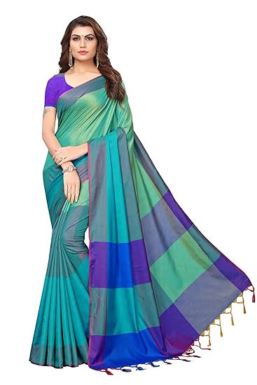 Art Silk Saree with Blouse Piece (IND058-RAMA_Rama_Free Size)