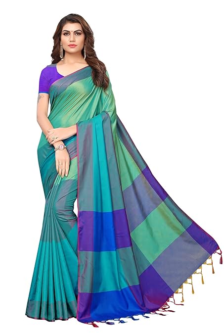 Art Silk Saree with Blouse Piece (IND058-RAMA_Rama_Free Size)