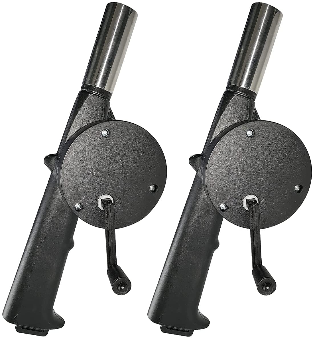 XYDESIGN Manual Mini BBQ Fan Air Blower Fast Fire Starter Portable 9.6in/24.5cm Manual Hand Crank Bellows for Outdoor Picnic Camping Cooking Barbecue Charcoal Grills Accessories (2 Pcs)
