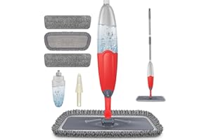 HOMTOYOU Dust Mop for Hardwood Floors: Microfiber Spray Mop for Cleaning Laminate Wood Tile Home Kitchen - 3 Washable Reusable Pads & 1Pcs 400+ML Refillable Bottle