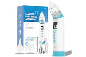 BIVNI Electric Baby Nasal Aspirator, Rechargeable Nose Sucker for Baby, Adjustable 3 Levels Suction, Booger Sucker for Baby with 8 Light Modes & Adjustable Volume Nursery Rhymes