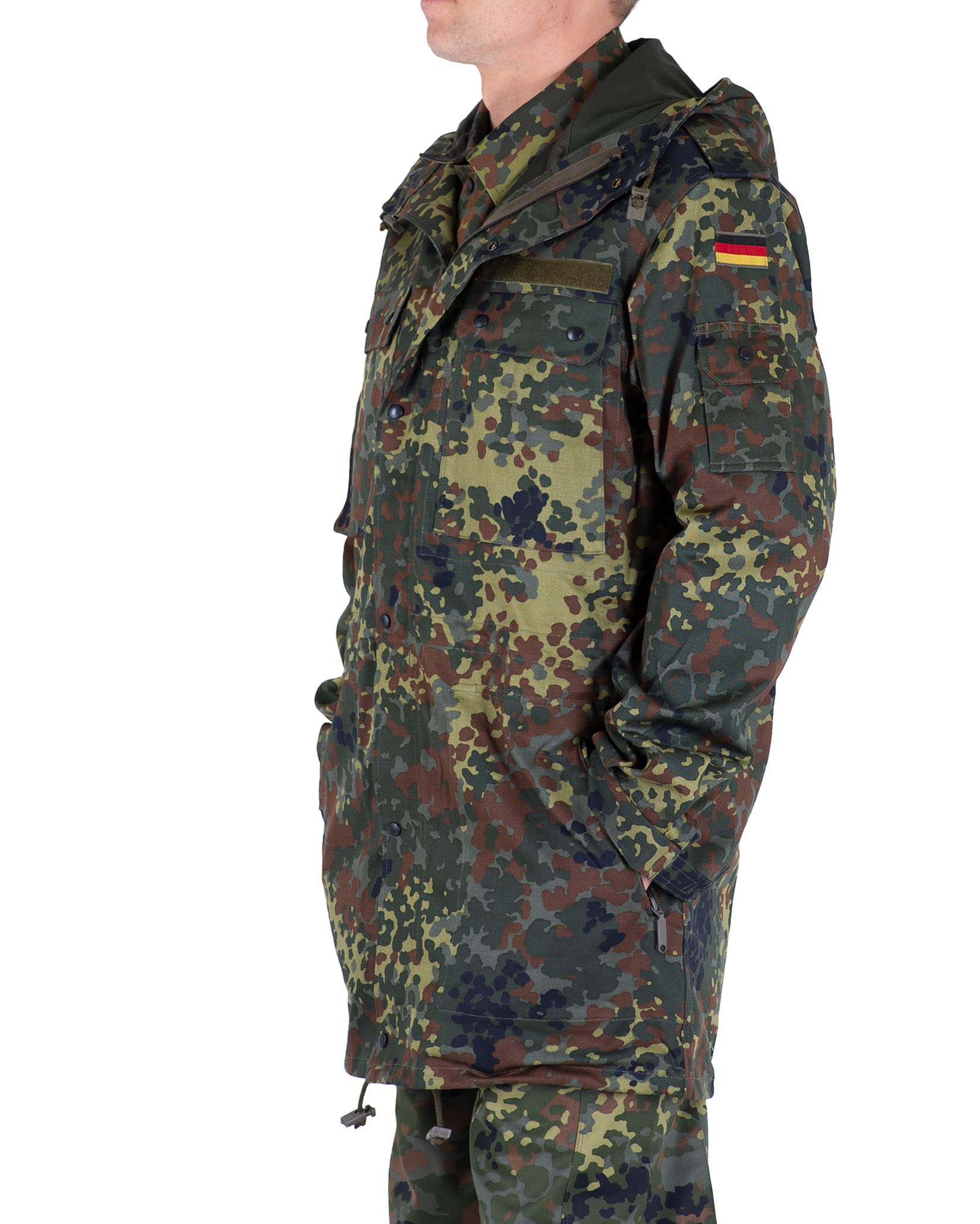 Giacca Militare Tedesca Originale Flecktarn – Parka Esercito Con Cappuccio – Usata Grado 1