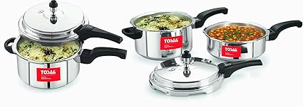 Tosaa Pressure Cooker Combo Pack - 2L, 3L and 5L, Aluminium (Without Induction)