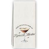 Bnzolyoia Funny Martini Kitchen Towels - Espresso Martini Lovers Gifts, Bar Towels for Bartender, Bar Cart Decor, Espresso Tini Hand Towels Dish Towels for Kitchen Coffee Bar, 16x24 Inch