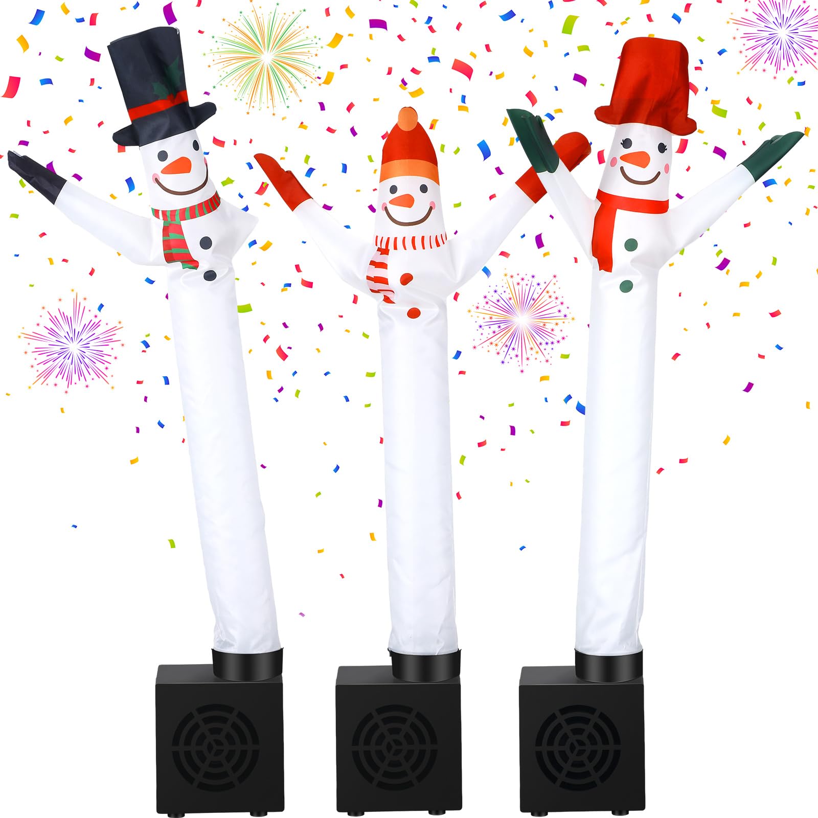 Photo 1 of Poen 3 Pcs Mini Inflatable Tube Man Gift Funny Gag Birthday Wacky Waving Inflatable Guy with Blower Desktop Mini Dancer Gift for Women Party Decoration(Snowman)
